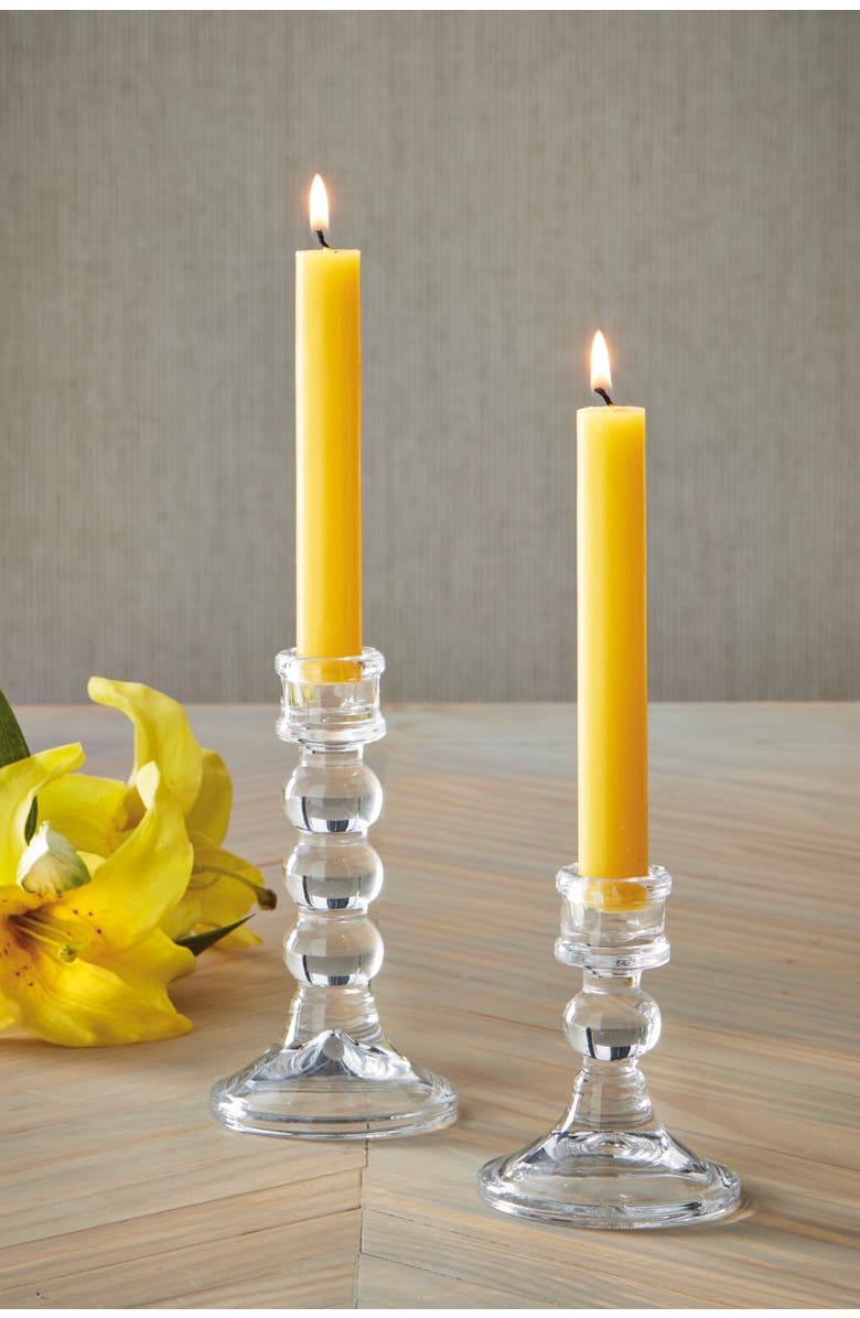tag Lucia Clear Soda Lime Glass Taper Candle Holder 3.15x3.15x3.94 in, Alternate, color, Clear