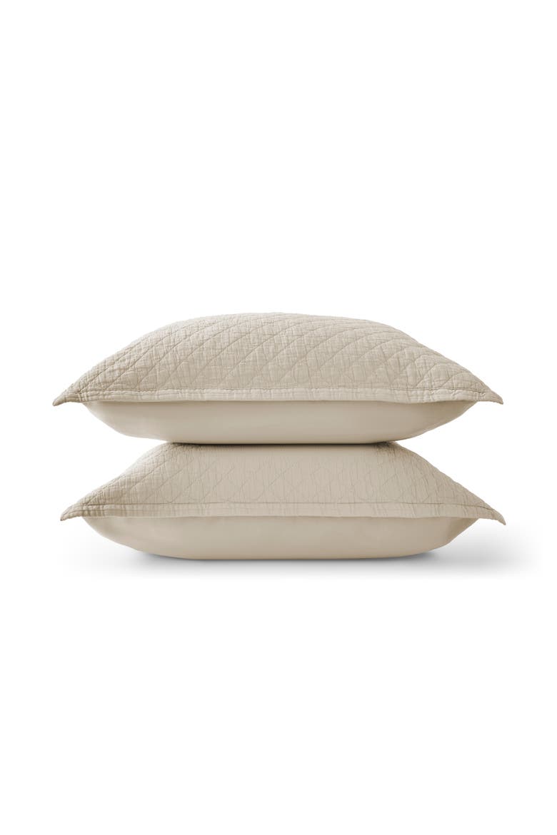 Porto Luxury Diamond Quilted Sham Pair, Main, color, Biscuit