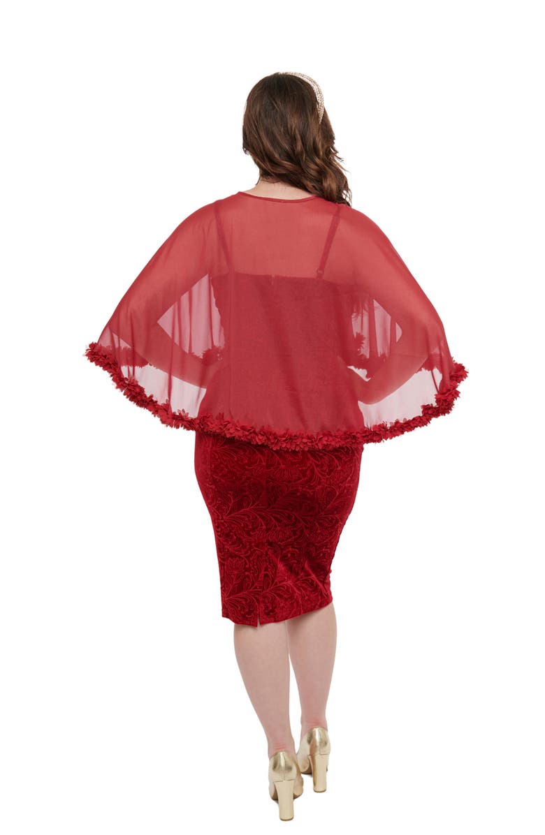 Unique Vintage 1960s Ruffle Capelet Wiggle Dress, Alternate, color, 