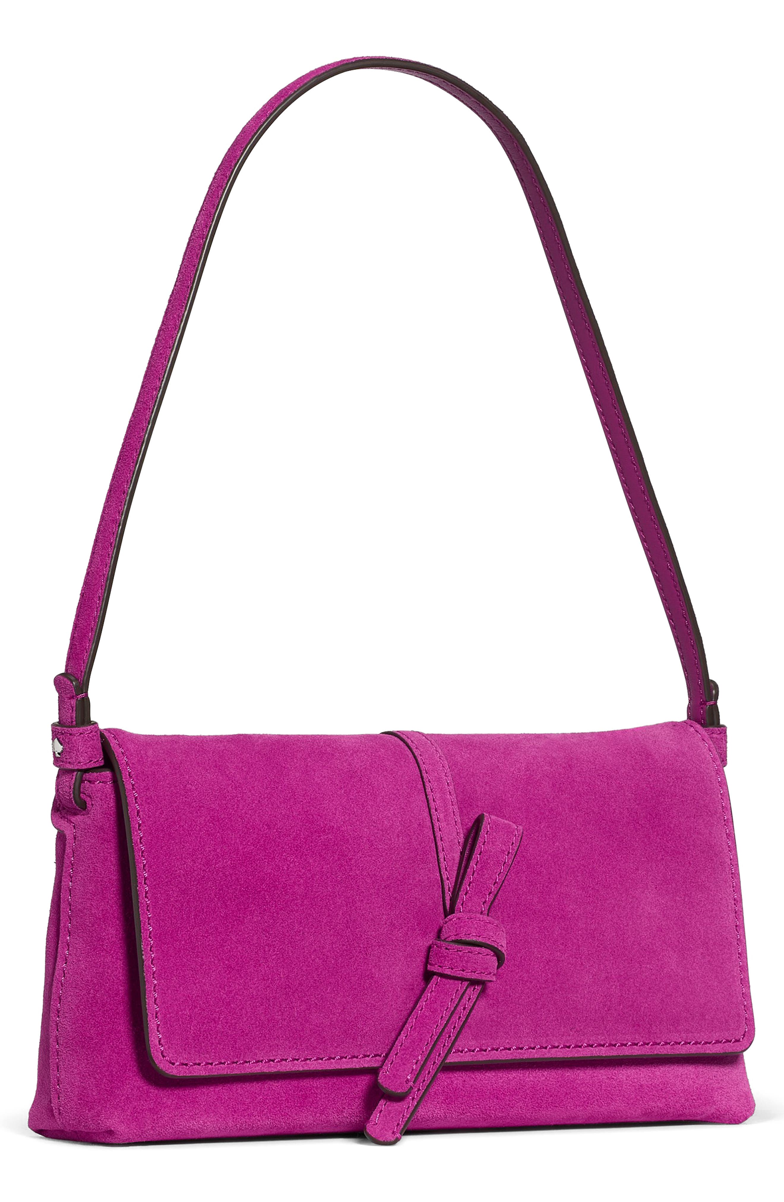 Loop Leather & Suede Shoulder Bag, Alternate, color, BEET