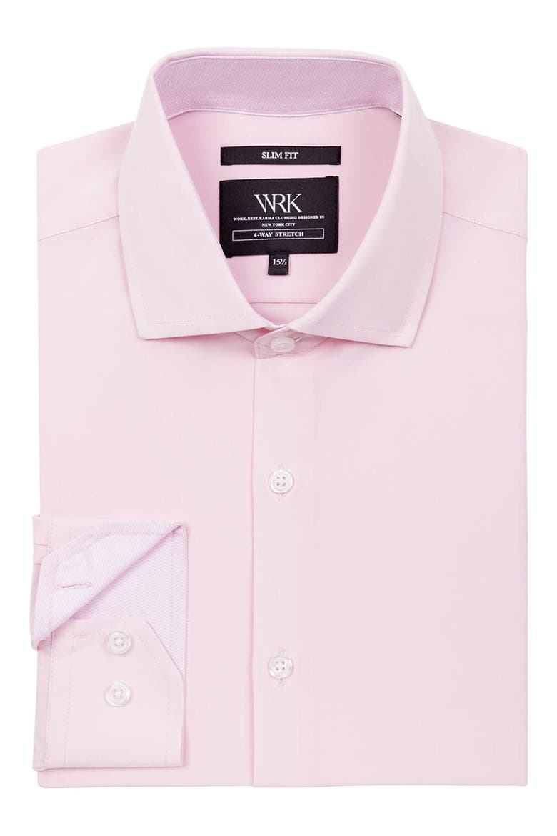 Slim Fit Solid Performance Dress Shirt, Alternate, color, PINK