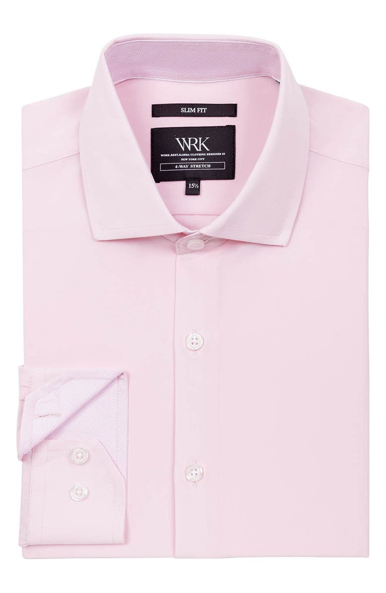 W.R.K Slim Fit Solid Performance Dress Shirt, Alternate, color, Pink