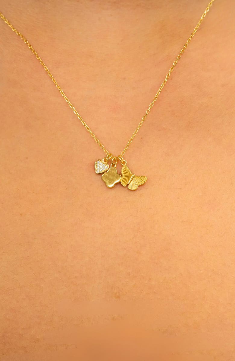 Argento Vivo Sterling Silver Danity Charm Necklace, Alternate, color, Gold