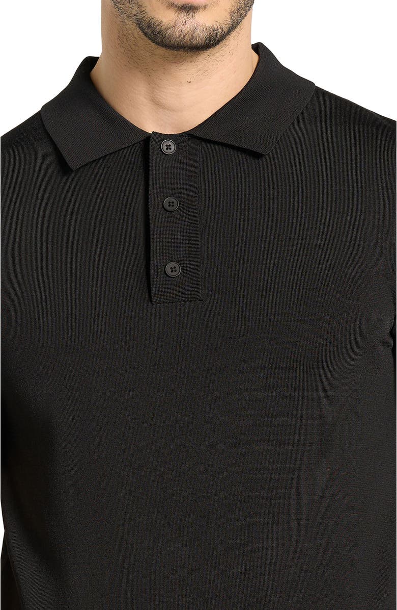 Manière De Voir Bryn Luxe Knitted Polo Top, Alternate, color, Black