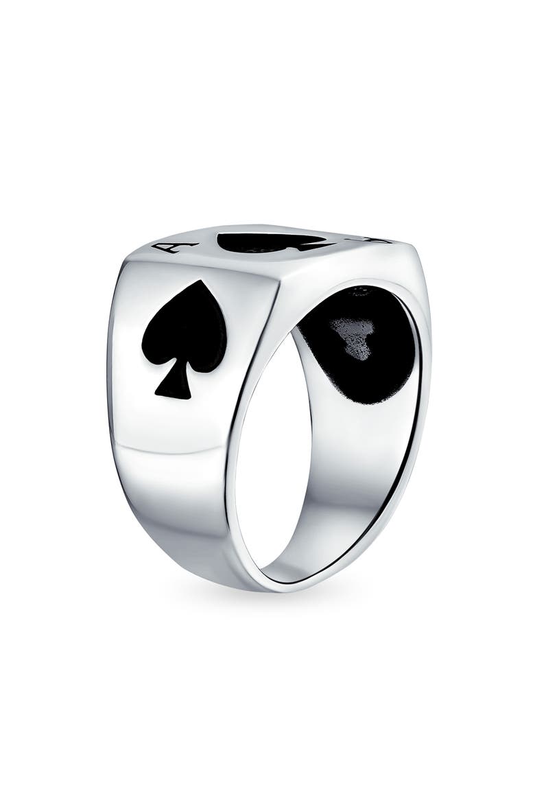 Men's Sterling Silver Gambler Ace of Spades Signet Ring, Alternate, color, SILVER