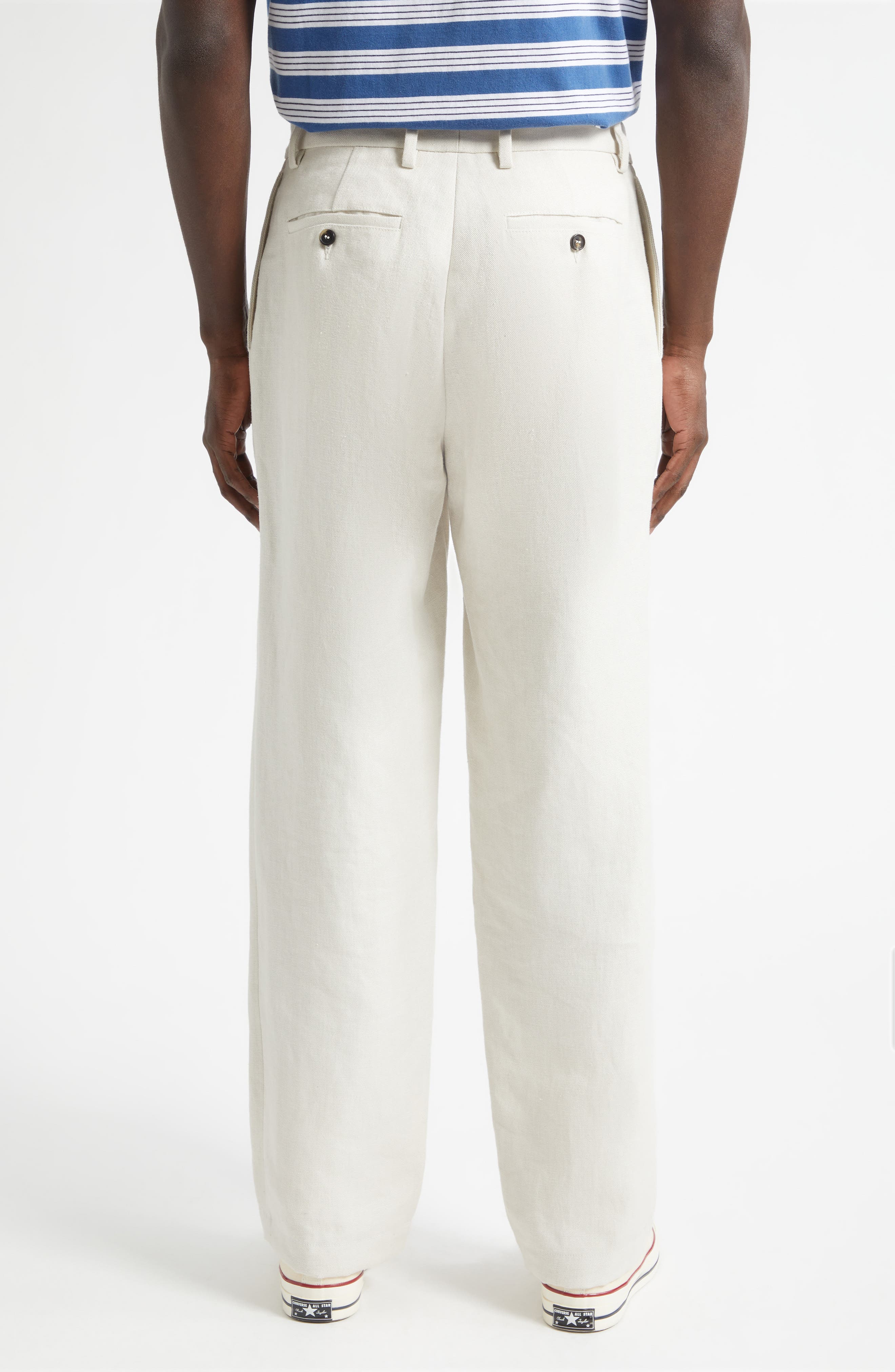 Single Pleat Hemp Canvas Trousers - image 2