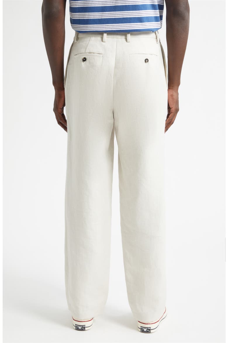 Single Pleat Hemp Canvas Trousers, Alternate, color, IVORY