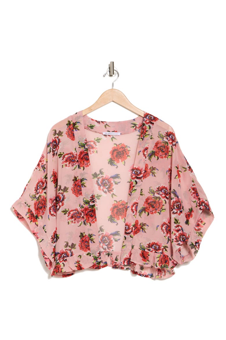 Rose Print Cardigan, Alternate, color, PINK