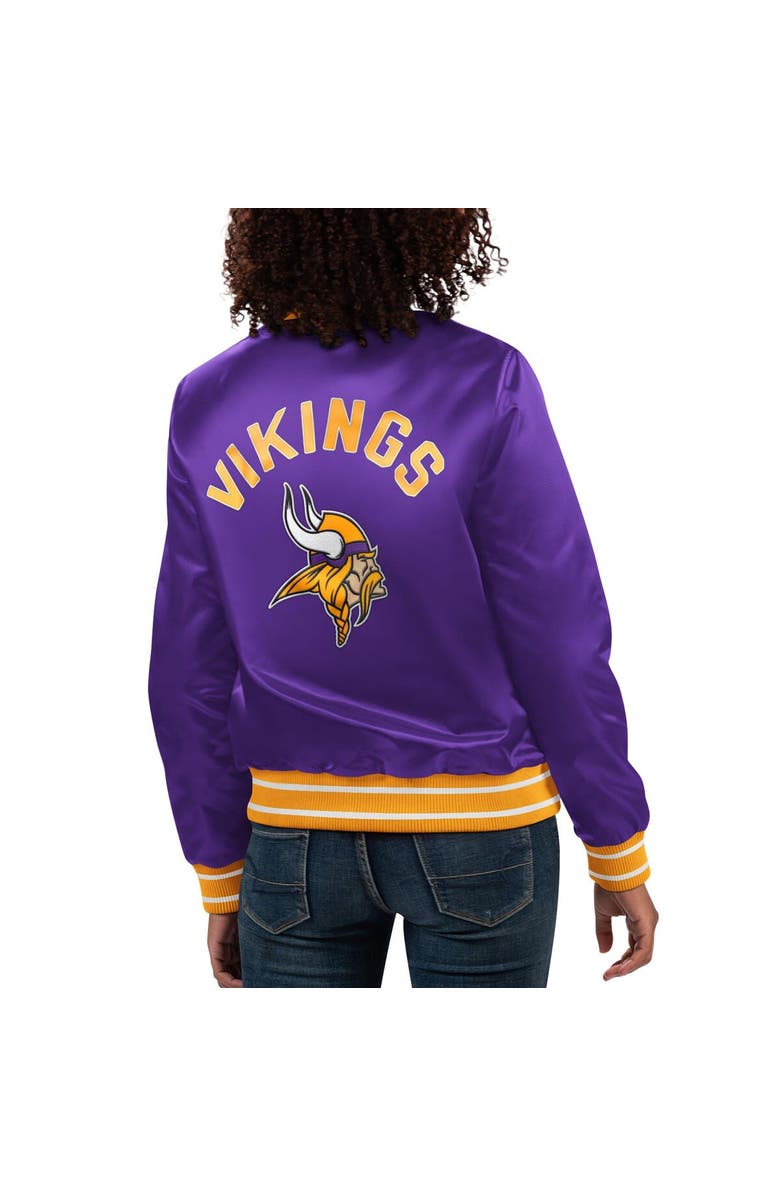 STARTER Women's Starter Purple Minnesota Vikings Full Count Satin Full-Snap Varsity Jacket, Alternate, color,