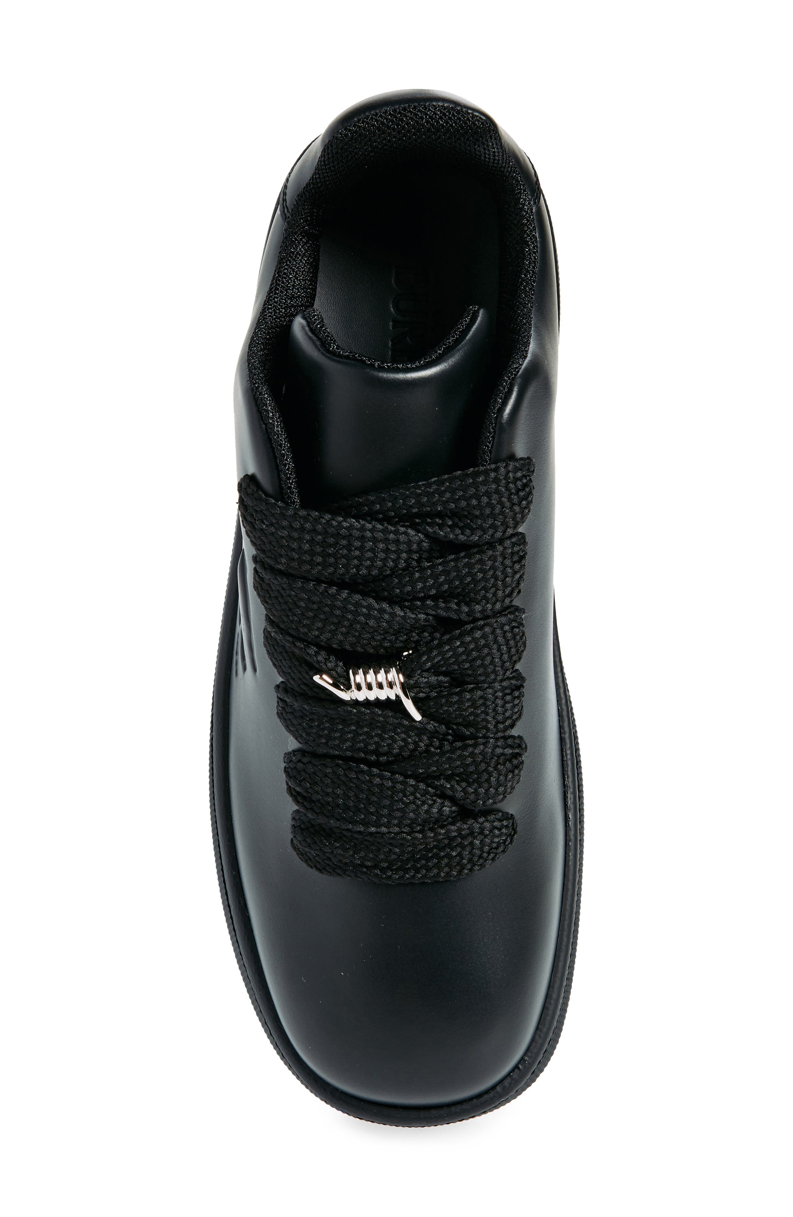 Leather Box Sneaker, Alternate, color, BLACK