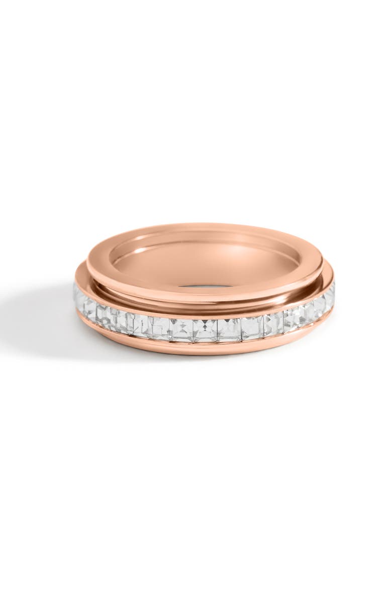 Crystal Statement Spinning Fidget Ring, Main, color, Rose Gold-Tone