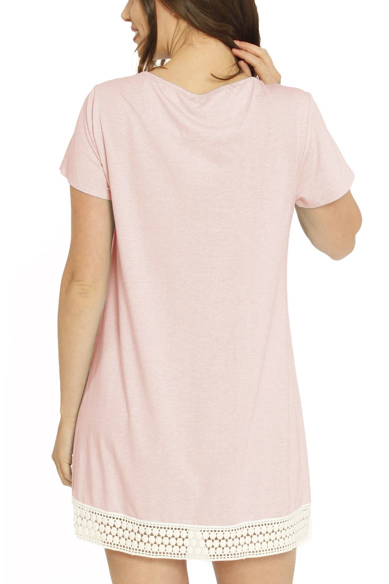 Ruby Joy Maternity/Nursing Sleep Shirt, Robe & Baby Blanket Pouch Set, Alternate, color, PINK