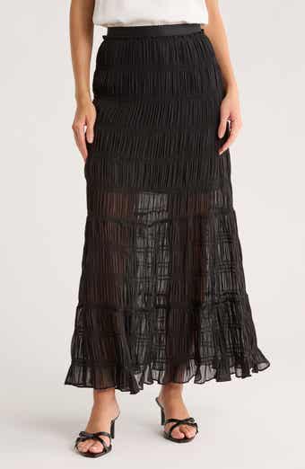 MAX STUDIO Shirred Georgette Maxi Skirt