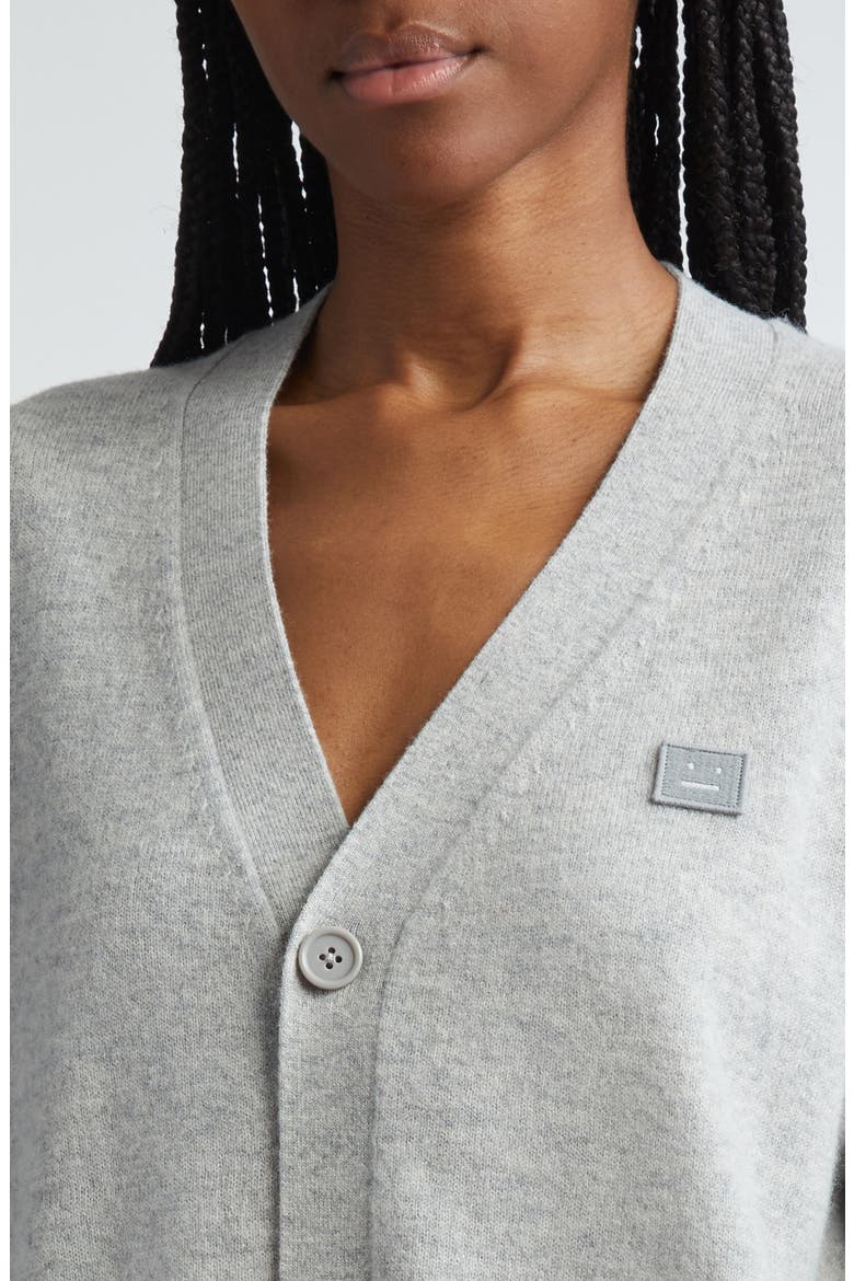 Keve Face Patch Wool Cardigan, Alternate, color, LIGHT GREY MELANGE