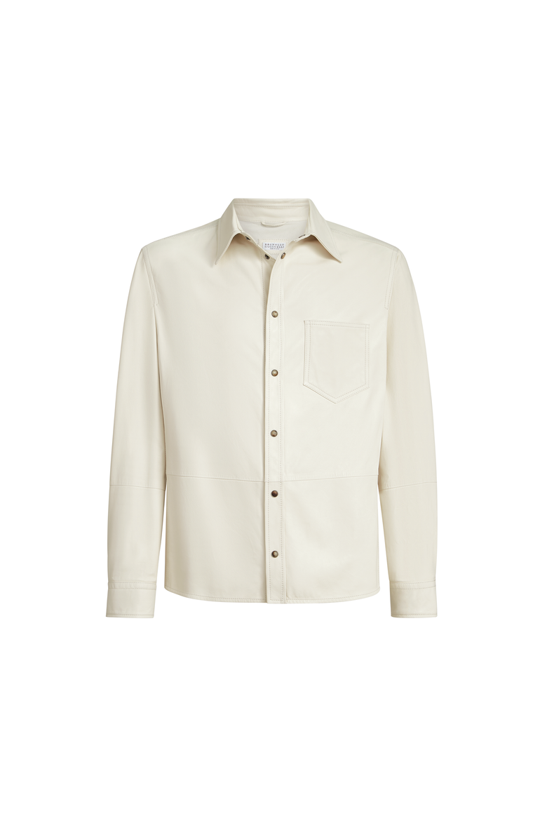 Calfskin overshirt, Alternate, color, Ivory