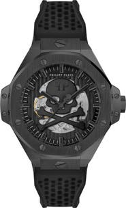 PHILIPP PLEIN $keleton Royal Automatic Silicone Strap Watch, 46mm