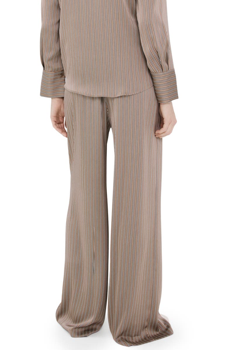 MANGO Stripe Satin Pants, Alternate, color, Medium Brown