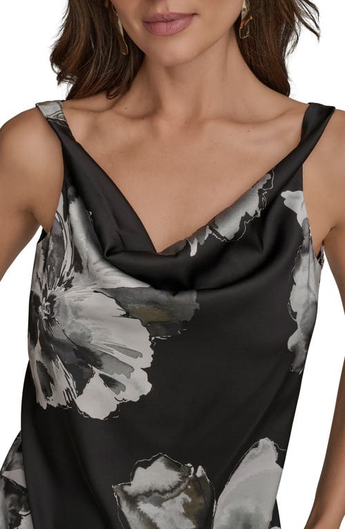 Donna Karan New York Printed Cowl Neck Charmeuse Top In Multi