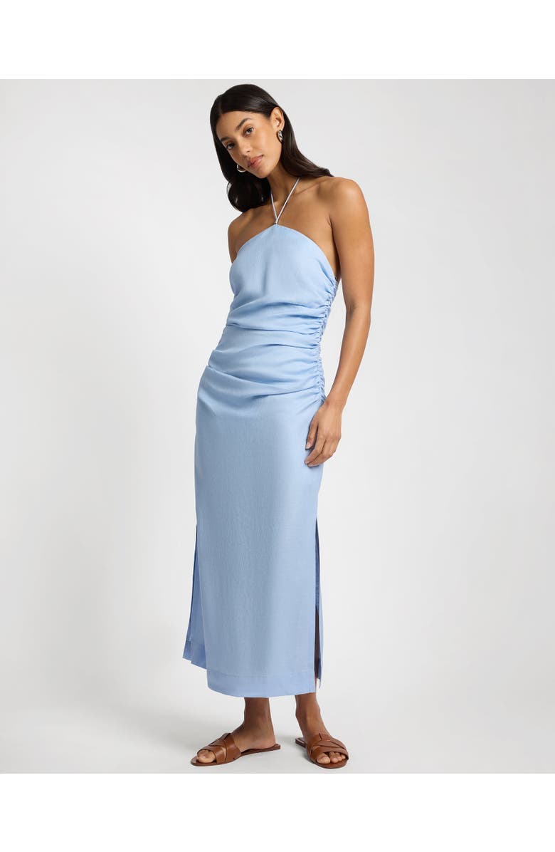 Onia Ruched Halter Dress, Main, color, Sky