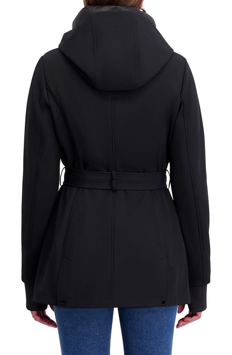 Kensie Softshell Belted Jacket, Alternate, color, Black