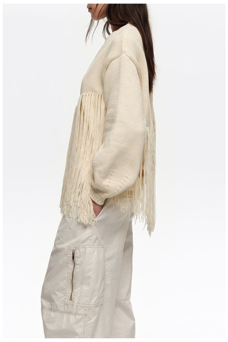 Fringe-Detail Cardigan, Alternate, color, IVORY
