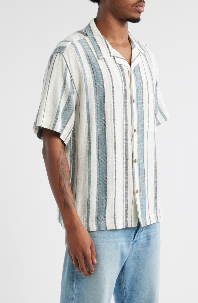 BDG Urban Outfitters Stripe Cotton Gauze Camp Shirt, Alternate, color, 