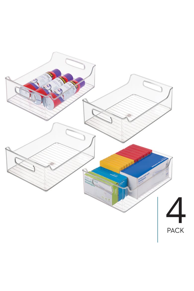 Plastic Stackable Pantry Bin with Handles, Set of 4, Clear, Made in USA, Alternate, color, Clear