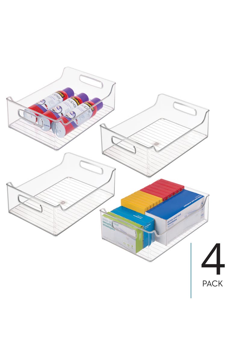 Linus Plastic Stackable Pantry Bin with Handles, Set of 4, Clear, Made in USA, Alternate, color, Clear