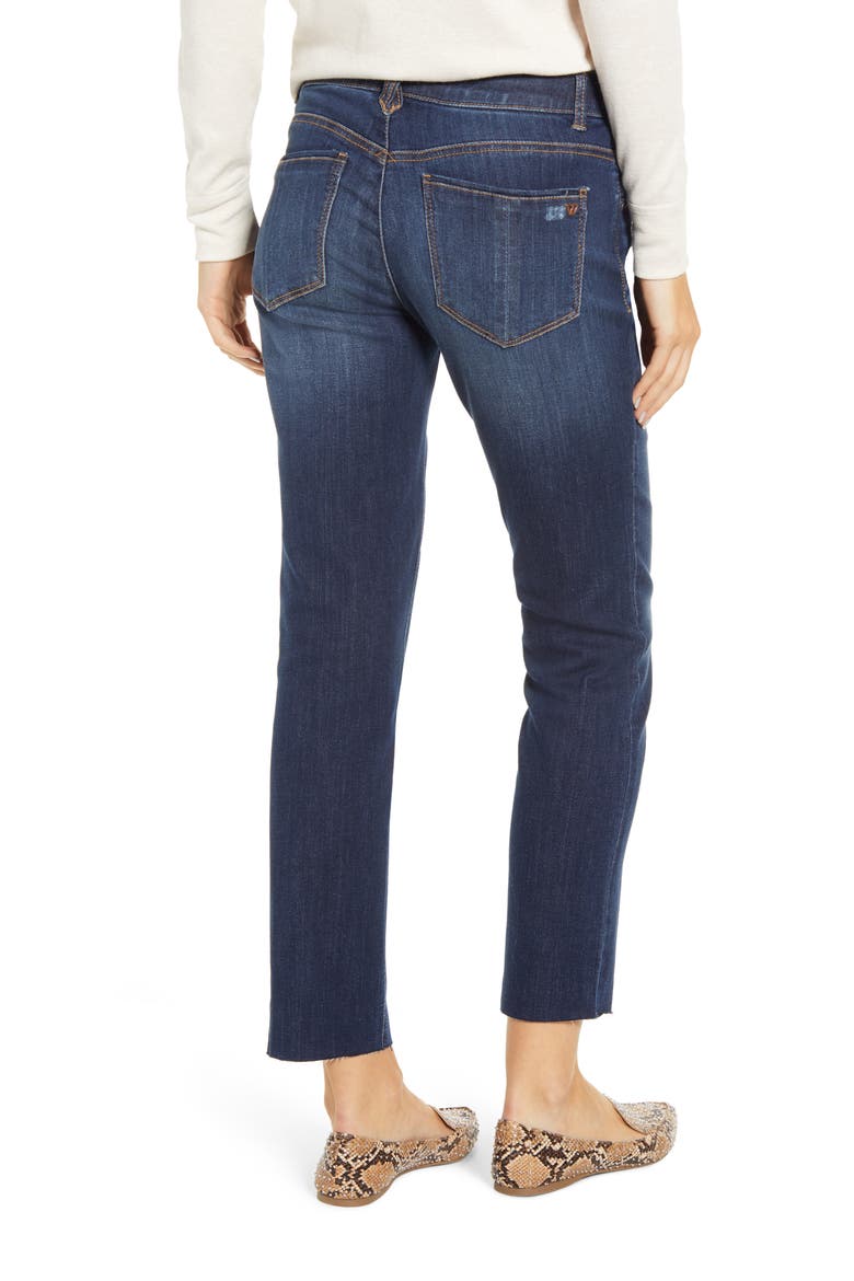 Ab-Solution Raw Hem Girlfriend Jeans (Nordstrom Exclusive), Alternate, color, BLUE