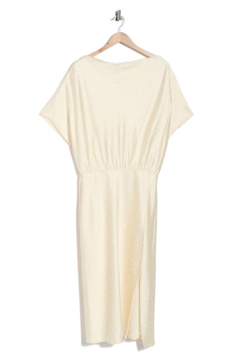 Polka Dot Short Sleeve Satin Midi Dress (Plus)