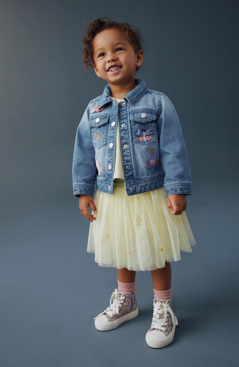 NEXT Kids' Embroidered Denim Jacket, Alternate, color, Blue