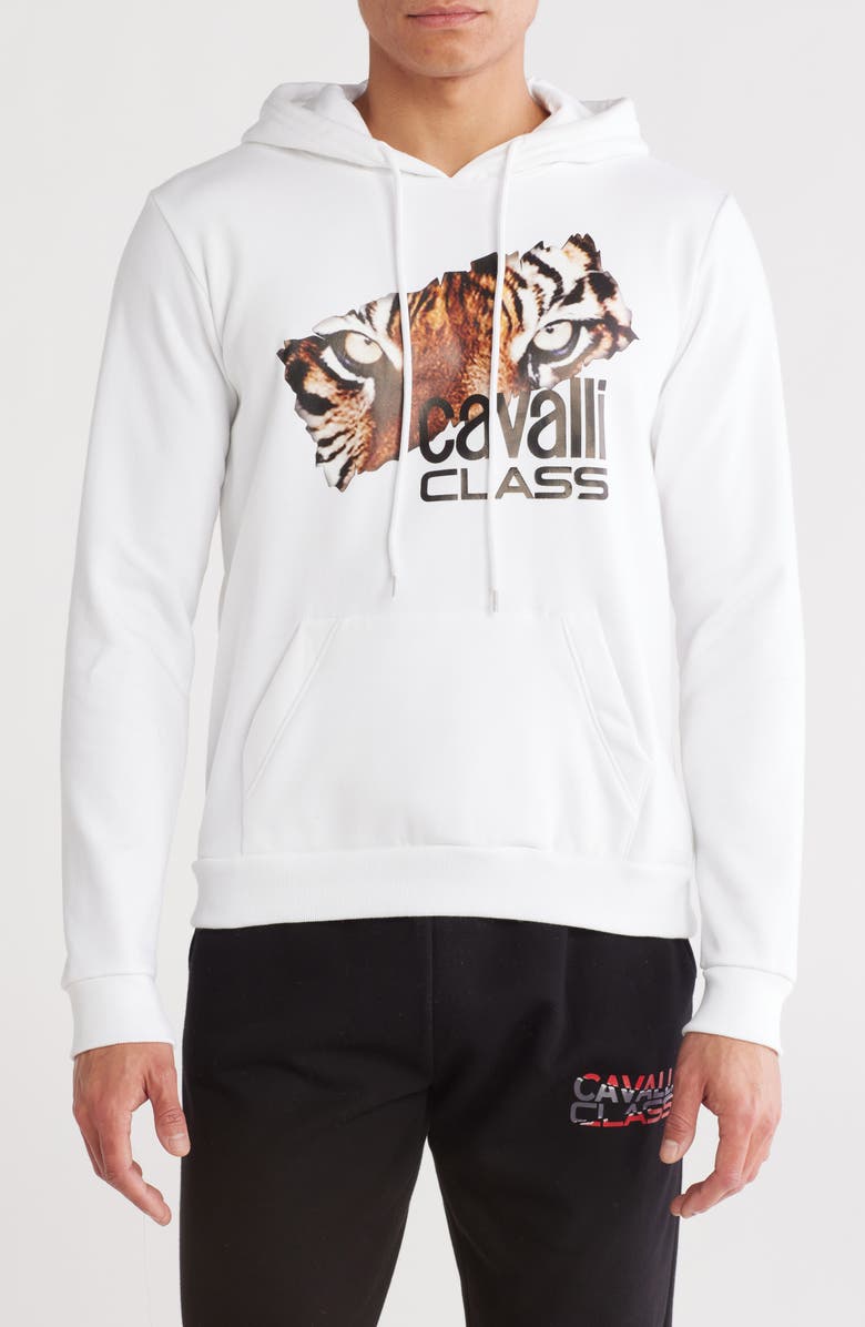 Cavalli Class Cotton Logo Graphic Hoodie, Main, color, 