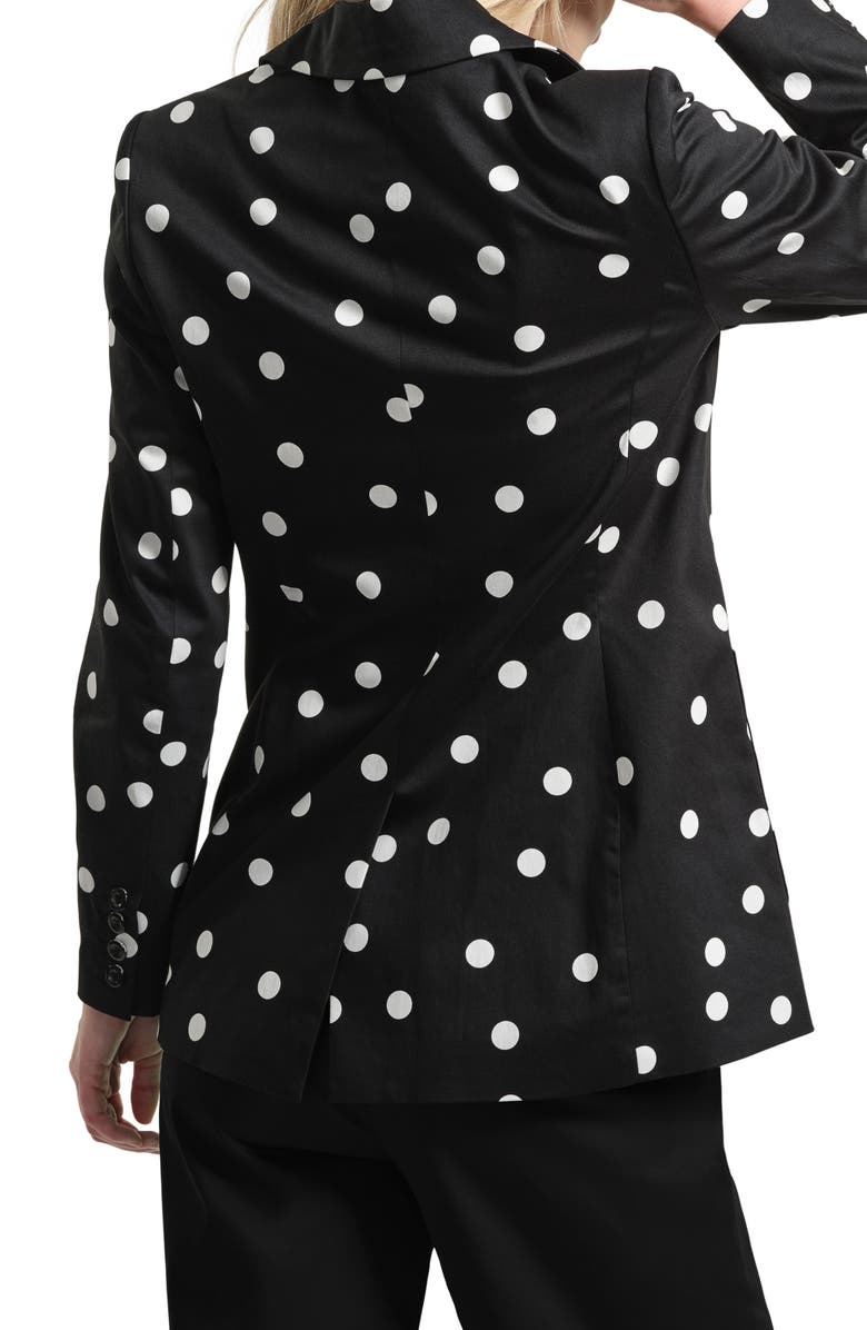 Isaac Mizrahi New York Cotton Sateen Blazer, Alternate, color, Black White Dot