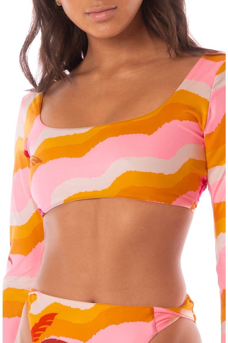 Paradiso Waves Bestie Multifit Reversible Crop Rashguard, Main, color, PINK