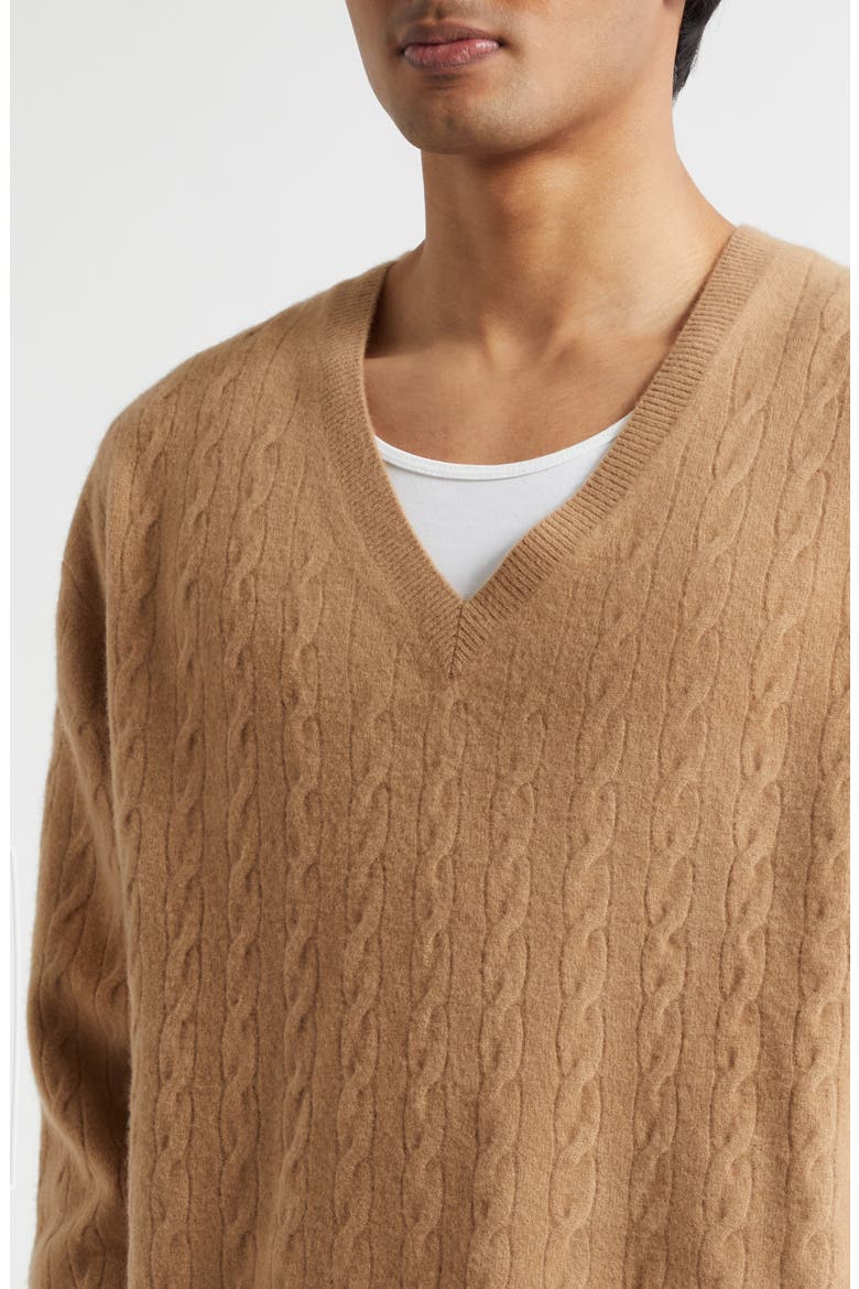 V-Neck Wool Sweater, Alternate, color, TOFFEE