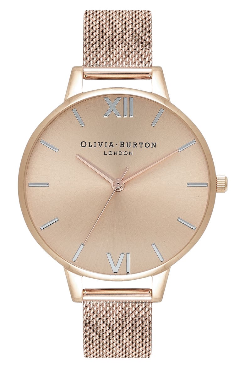 The England Mesh Strap Watch, 34mm, Main, color, ROSE