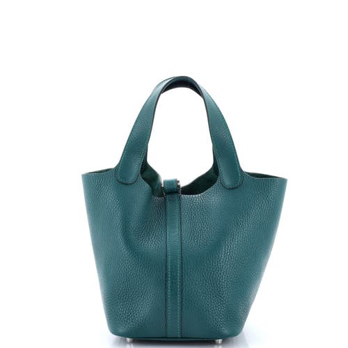 Pre-owned Hermes Hermes Picotin Lock Bag Clemence Pm In Green