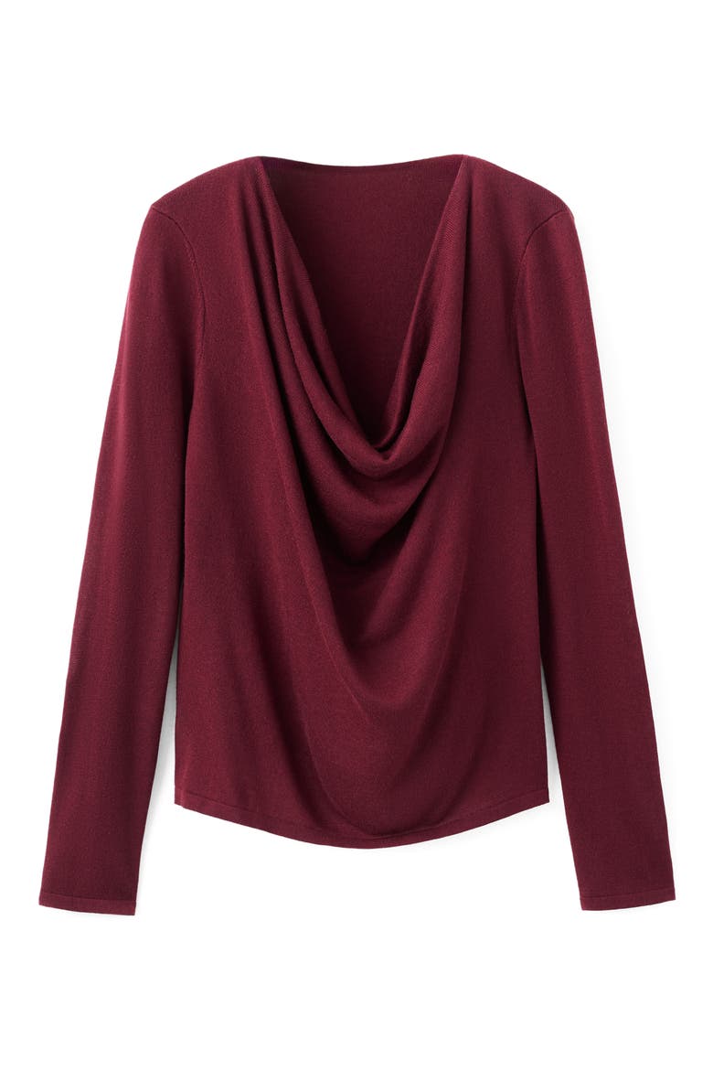 Cowl Neck Sweater, Alternate, color, WINE