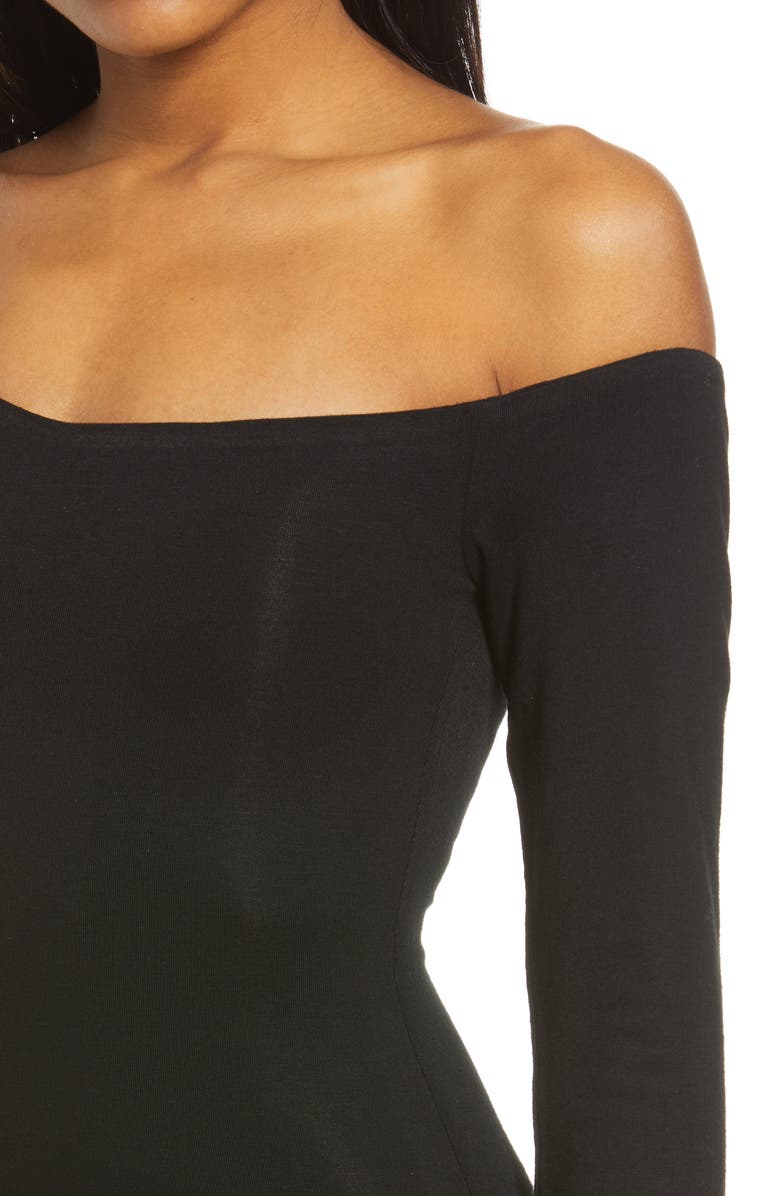 RE ONA Long Sleeve One-Shoulder Midi Dress, Alternate, color, 