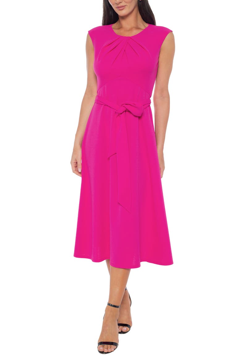 Scuba Knit Fit & Flare Midi Dress, Main, color, FUCHSIA