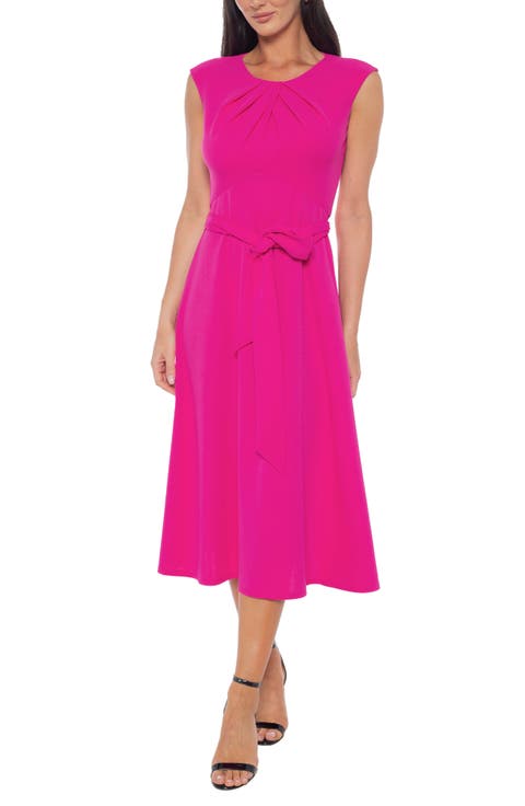 Scuba Knit Fit & Flare Midi Dress