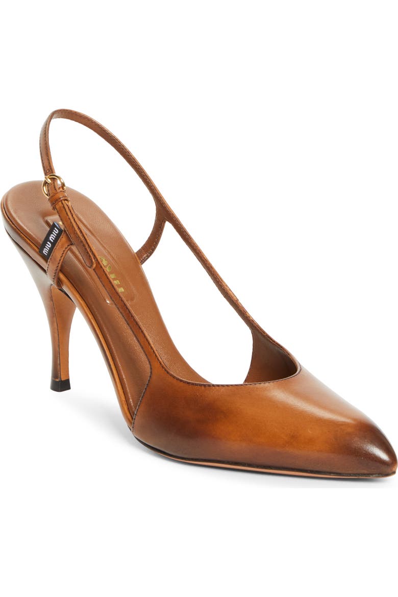 Miu Miu Waxed Calfskin Slingback Pump (Women) | Nordstrom Miu Miu Waxed Calfskin Slingback Pump (Women) | Nordstrom