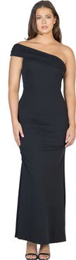 24seven Comfort Apparel Formal One Shoulder Rouched Mermaid Maxi Dress