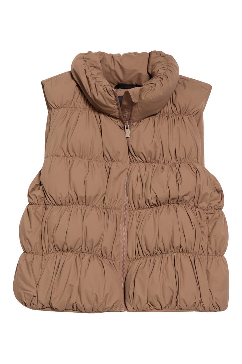 Ruched Puffer Vest, Alternate, color, BROWNIE