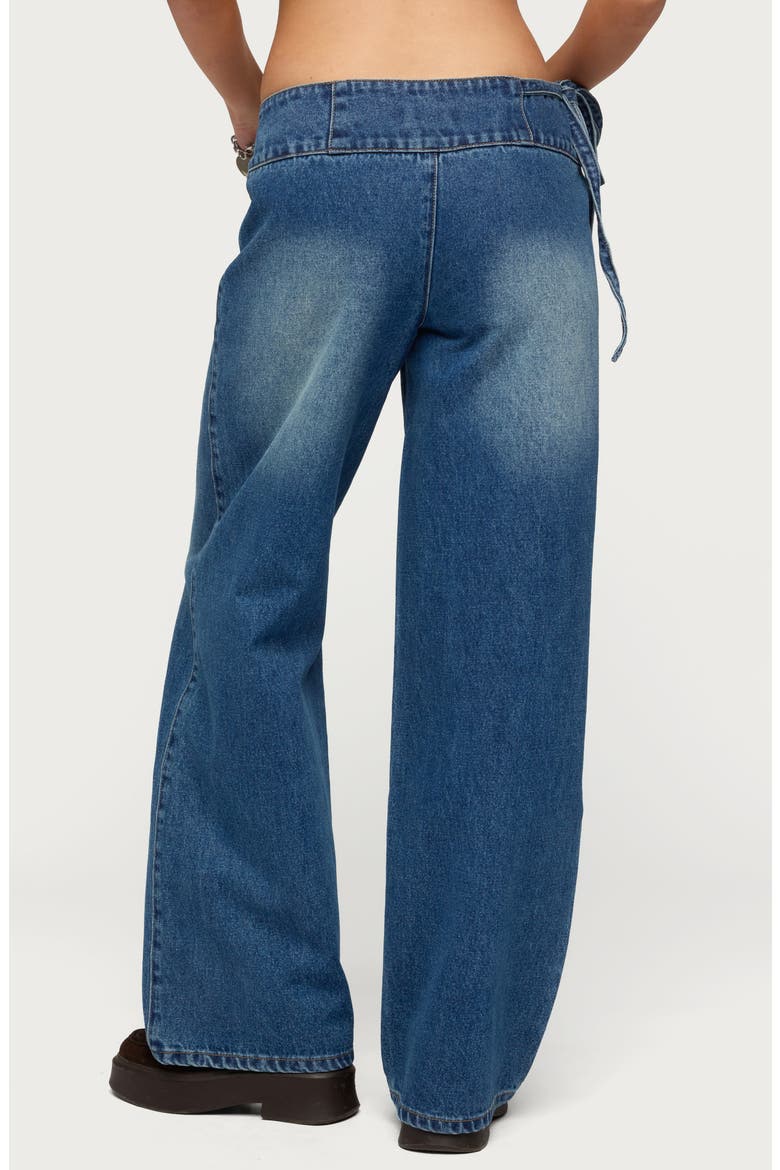 Cleo Tie Waist Wide Leg Jeans, Alternate, color, BLUE-WASHED