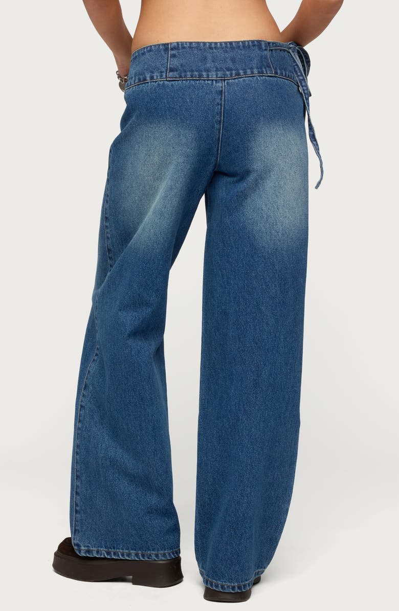 EDIKTED Cleo Tie Waist Wide Leg Jeans, Alternate, color,