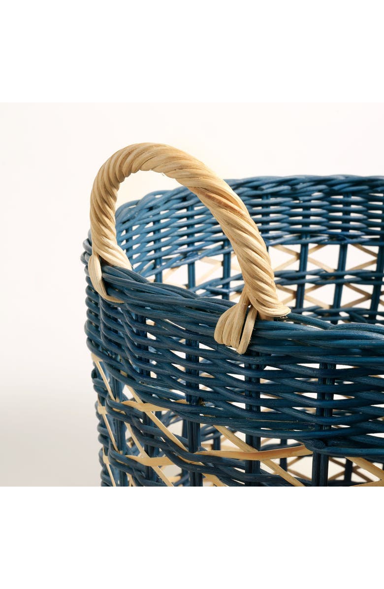 Zsa Zsa Zsu Java Round Rattan Basket 15 In, Alternate, color, Blue