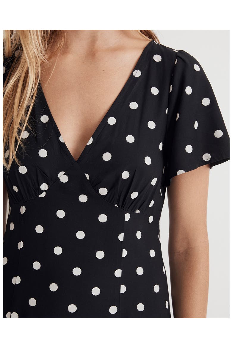 Polka Dot Flutter Sleeve Dress, Alternate, color, TRUE BLACK