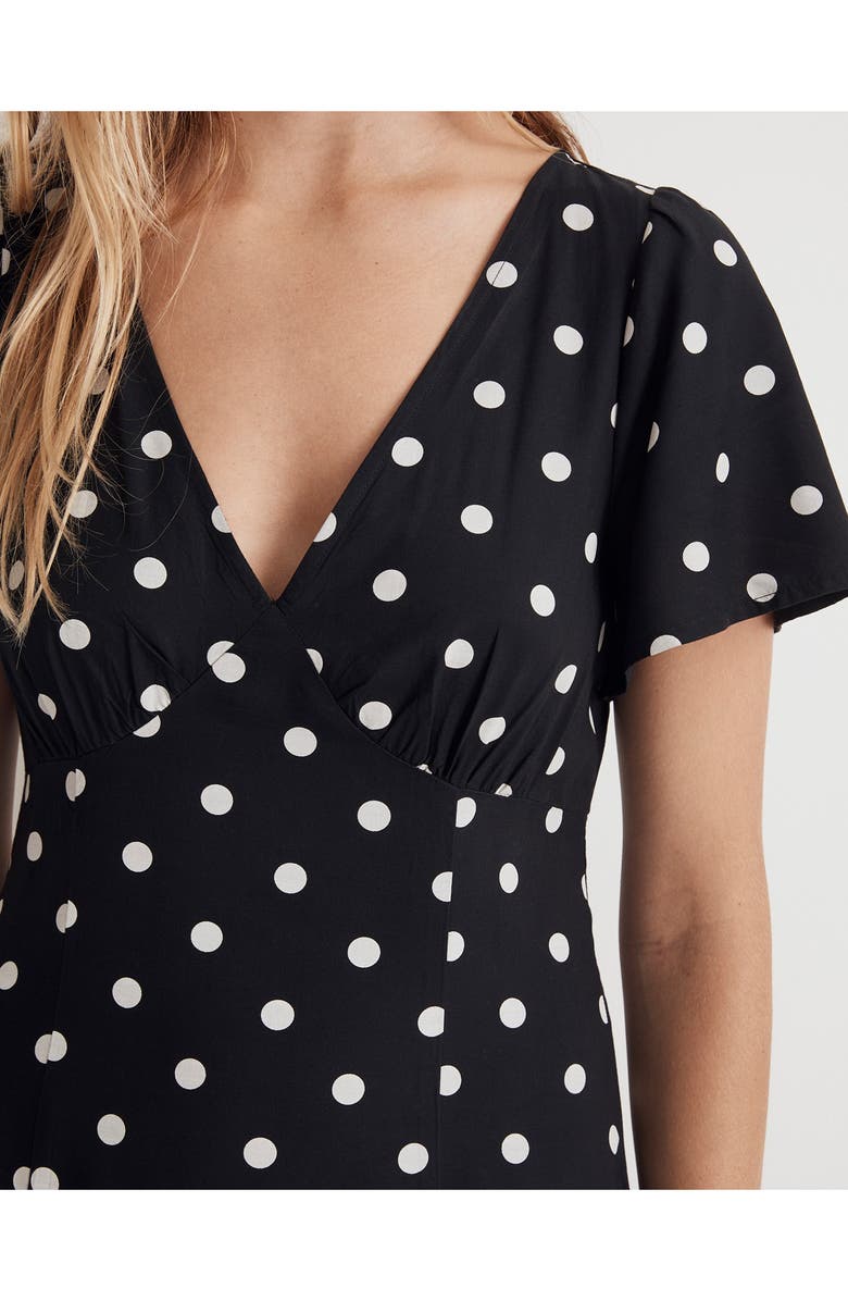 Madewell Polka Dot Flutter Sleeve Dress, Alternate, color,