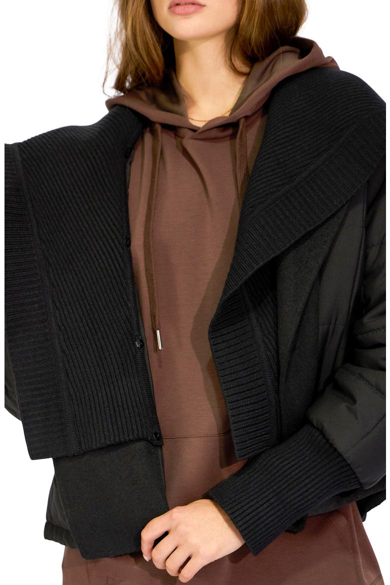 Elements Quilted Jacket with Detachable Rib Collar, Alternate, color, BLACK